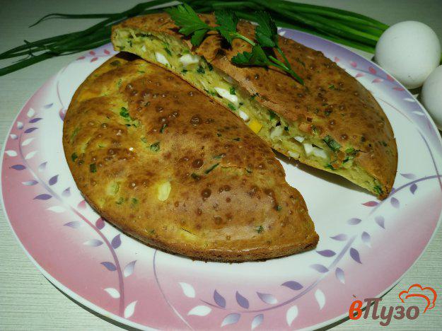 фото рецепта: Заливной пирог с яйцом и зелёным луком