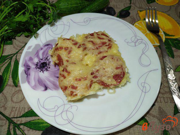 фото рецепта: Запеканка из вермешели с салями и сыром