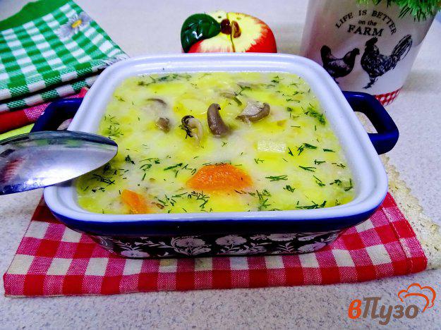 фото рецепта: Суп с вешенками и плавленым сыром