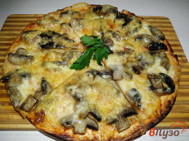 фото рецепта: Пицца с грибами и двумя видами сыра без майонеза