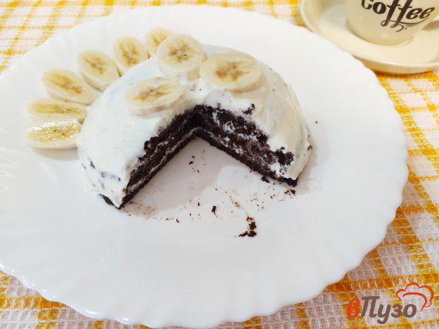 фото рецепта: Быстрый шоколадный тортик с творожным кремом