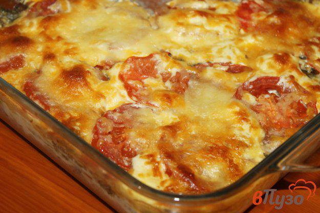 фото рецепта: Мясная запеканка с сыром помидорами и грибами