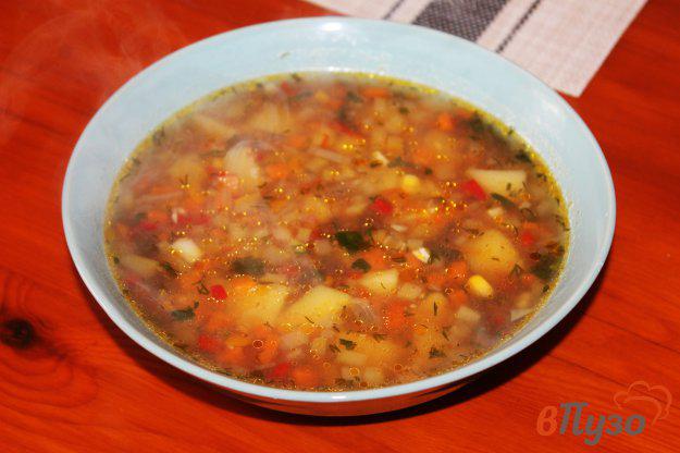 фото рецепта: Картофельный суп с миксом замороженных овощей