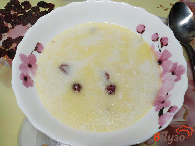 фото рецепта: Молочный суп с рисом и вяленой клюквой