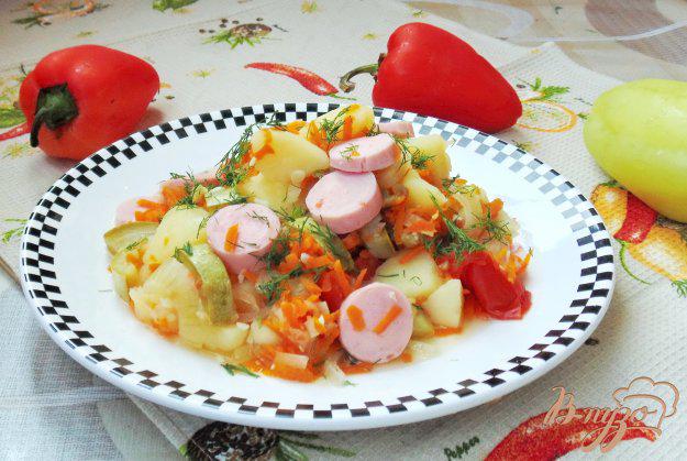 фото рецепта: Тушеные овощи с сосисками в мультиварке