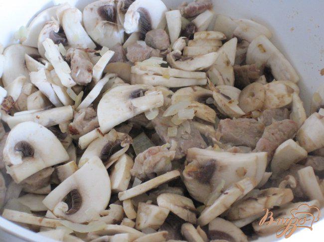 Фото приготовление рецепта: Мясное жаркое с грибами в сметанном соусе. шаг №2