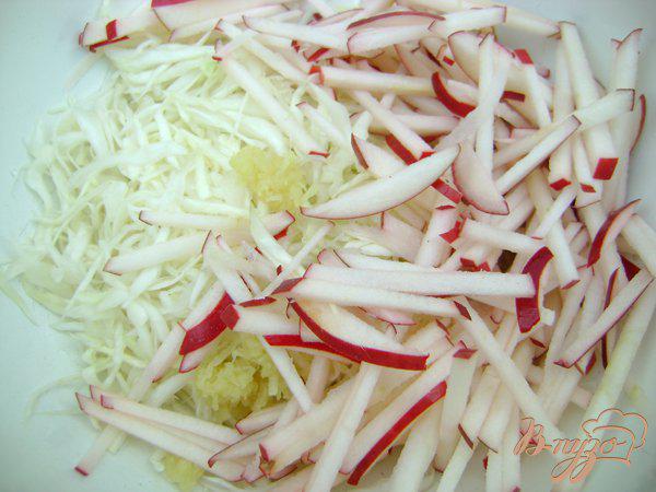 Фото приготовление рецепта: Капустно-яблочный салат с оригинальной заправкой шаг №4