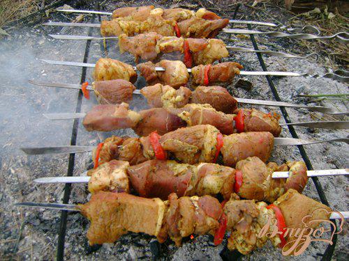 Фото приготовление рецепта: Шашлык из свинины в пивном маринаде с помидорами шаг №3