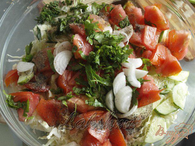 Фото приготовление рецепта: Салат из летних овощей со сметаной шаг №1