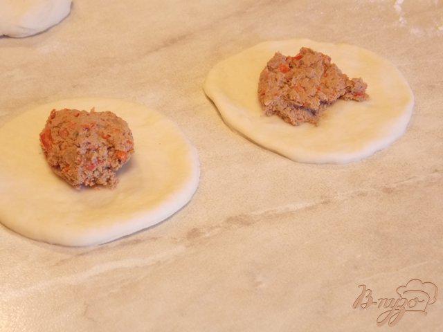 Фото приготовление рецепта: Пирожки с куриной печенью и болгарским перцем шаг №5