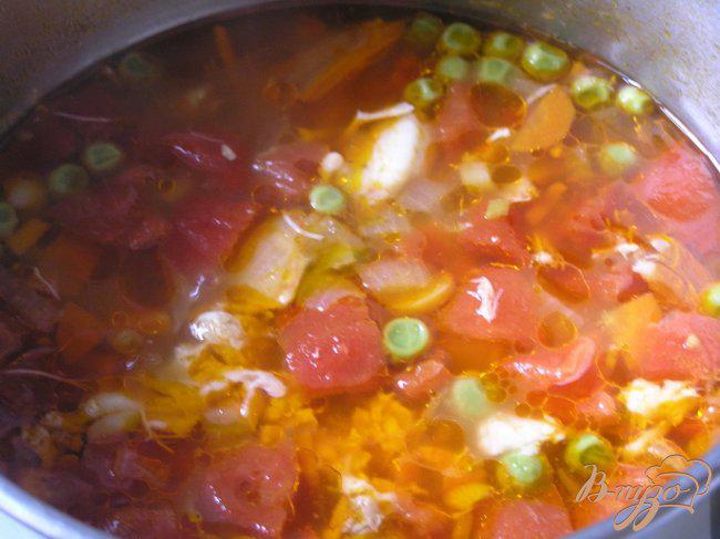 Фото приготовление рецепта: Томатный куриный суп шаг №7