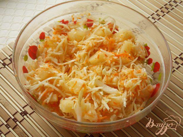 Фото приготовление рецепта: Салат из капусты, яблок и ананасов шаг №5