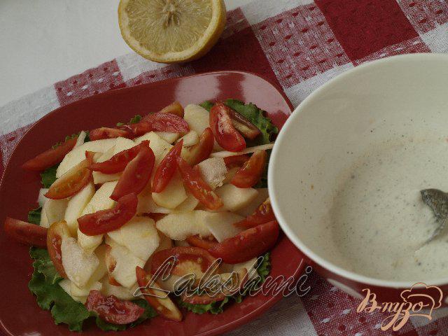Фото приготовление рецепта: Салат с яблоками и помидорами с горчичной заправкой шаг №3