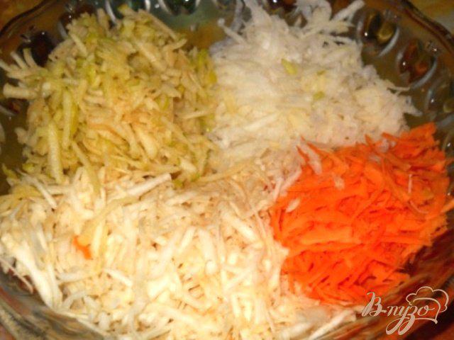 Фото приготовление рецепта: Салат из белой редьки с сельдереем, яблоком и морковью шаг №5