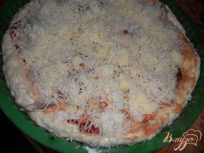Фото приготовление рецепта: Пицца с курицей и сулугуни шаг №3