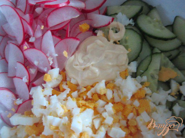 Фото приготовление рецепта: Салат из редиса с яйцом шаг №2