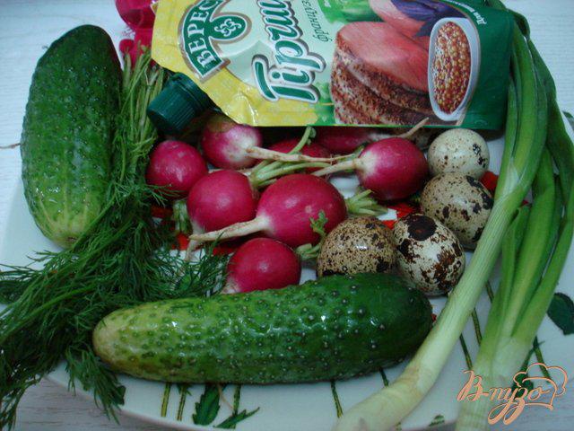 Фото приготовление рецепта: Салат из редиса, огурцов и перепелиных яиц шаг №1