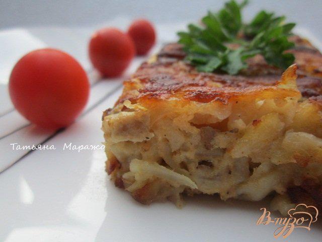 Фото приготовление рецепта: Тортилья из картофеля с грибами и гусиным паштетом шаг №11