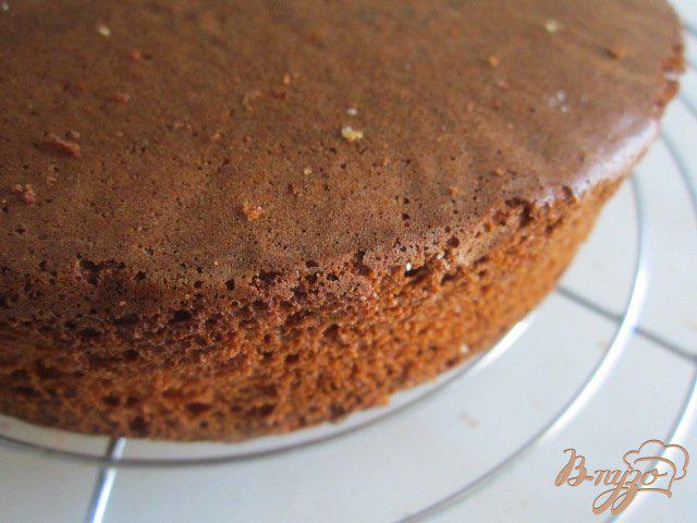 Фото приготовление рецепта: Бисквит с малиной и шоколадным ганашем шаг №6