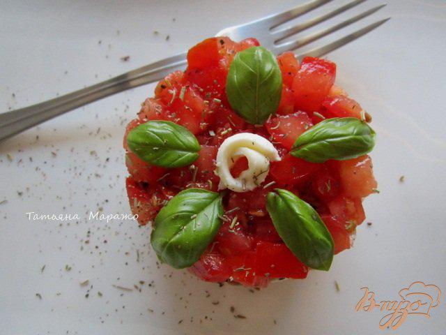 Фото приготовление рецепта: Салат с томатами, моцареллой и тунцом шаг №7