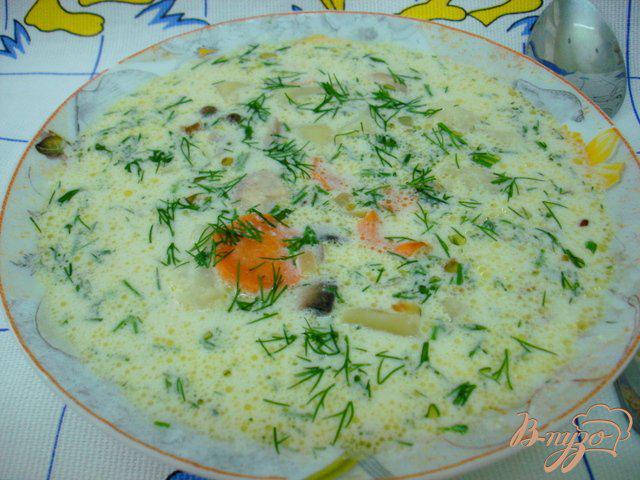 Фото приготовление рецепта: Грибной суп со сметаной шаг №9