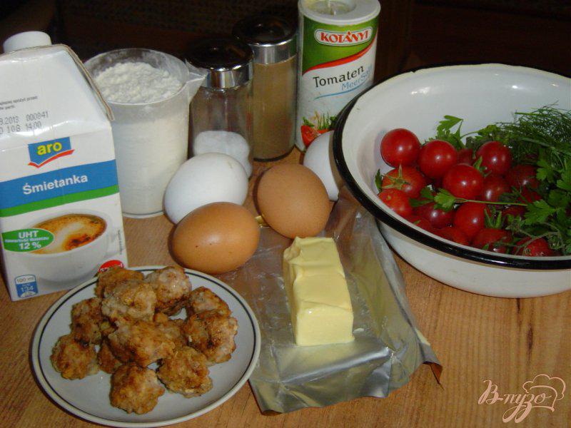 Фото приготовление рецепта: Киш с помидорами черри и мясными шариками шаг №1