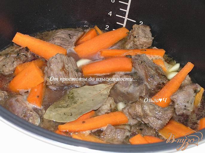 Фото приготовление рецепта: Рагу из говядины с морковью и мятой (в мультиварке) шаг №4