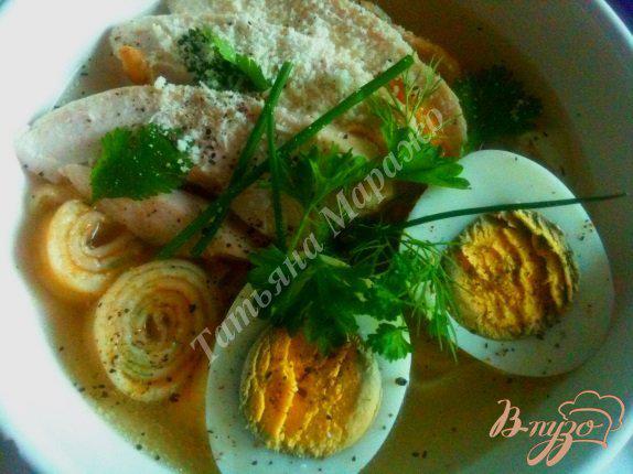 Фото приготовление рецепта: Суп с блинной лапшой на курином бульоне шаг №6