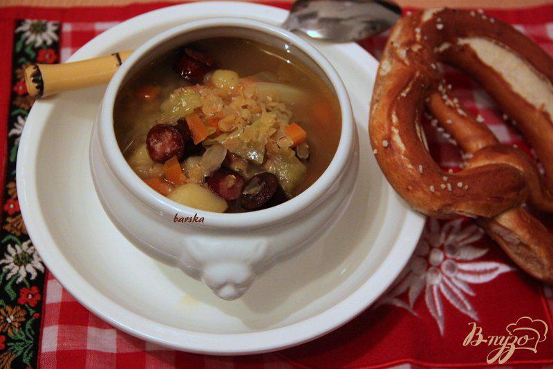 Фото приготовление рецепта: Linseneintopf - густой суп с чечевицей шаг №6