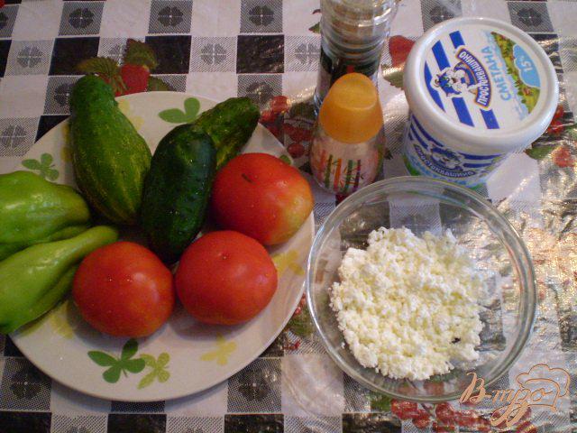 Фото приготовление рецепта: Овощной салат с творогом и сметаной шаг №1