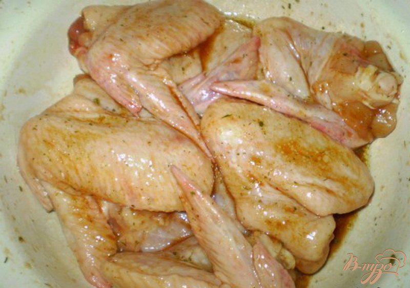 Фото приготовление рецепта: Крылышки маринованные в соевом соусе с медом шаг №3