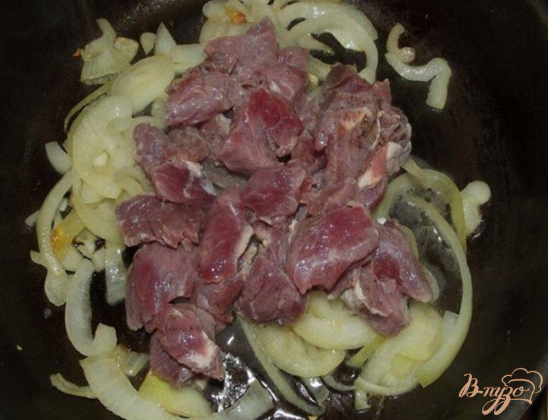Фото приготовление рецепта: Мясо тушеное с яблоками в уксусе шаг №4