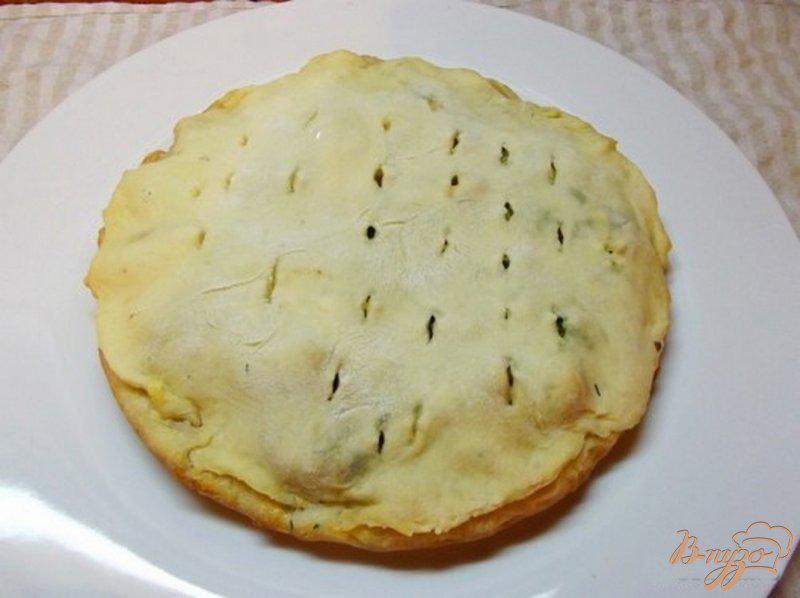 Фото приготовление рецепта: Пицца закрытая мясная с зеленью шаг №11
