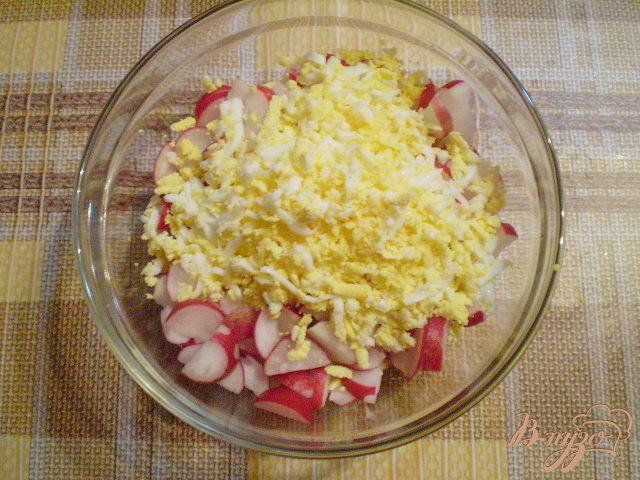 Фото приготовление рецепта: Редисковый салат со сметаной шаг №3