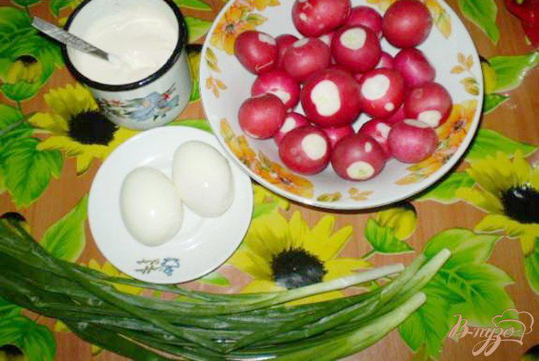Фото приготовление рецепта: Салат из редиса с яйцом и зеленью шаг №1
