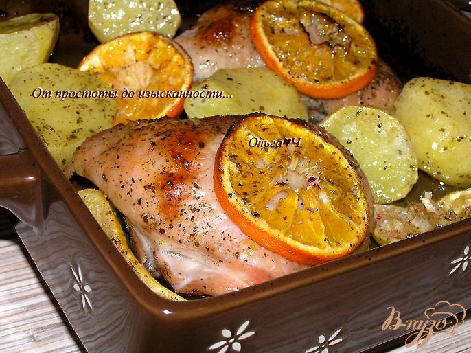 Фото приготовление рецепта: Курица с цитрусовыми и мятным сиропом шаг №3