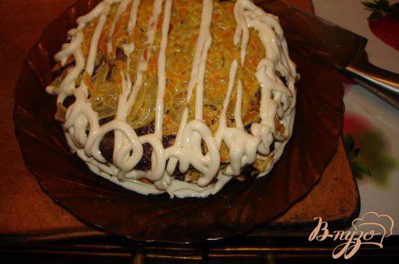 Фото приготовление рецепта: Печеночный торт (печень куриная) шаг №7