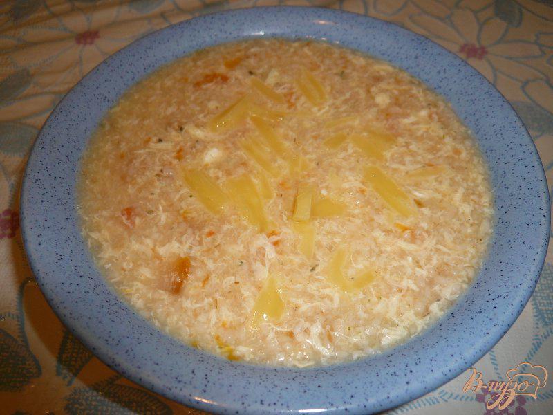 Фото приготовление рецепта: Супчик овсяный с яйцом и сыром шаг №5
