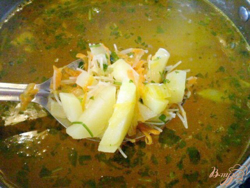 Фото приготовление рецепта: Суп с овсяными пластивцами и вермишелью шаг №3