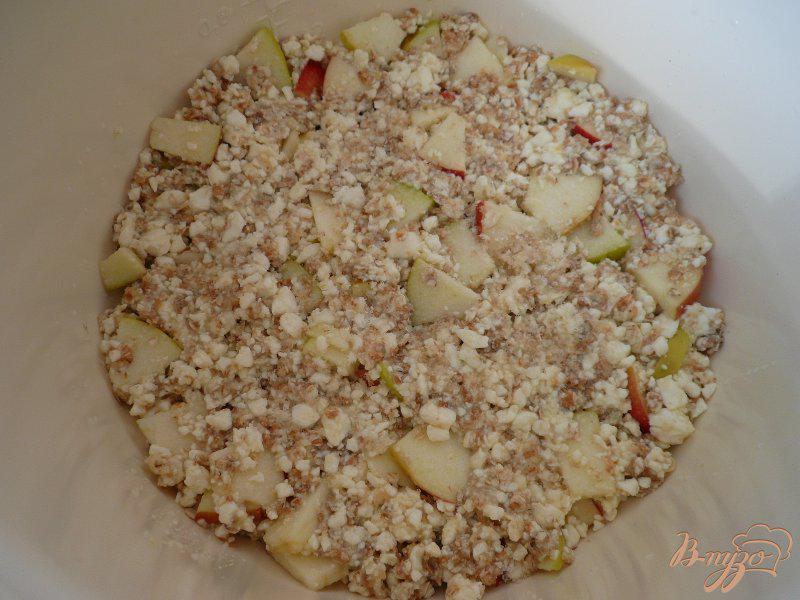 Фото приготовление рецепта: Творожная запеканка с яблоком и овсяными хлопьями шаг №4