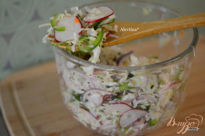 Фото приготовление рецепта: Салат с капустой и редисом по-мексикански шаг №4