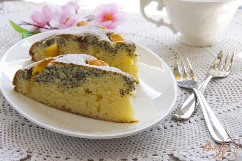 Фото приготовление рецепта: Пирог с маком и персиками шаг №15