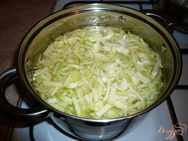 Фото приготовление рецепта: Суп с капустой и рисом шаг №4