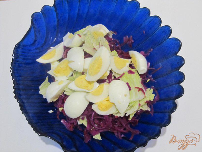 Фото приготовление рецепта: Салат из пекинской и краснокочанной капусты шаг №4