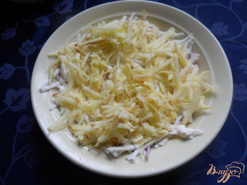 Фото приготовление рецепта: Салат луковый с яблоком и колбасным сыром шаг №3