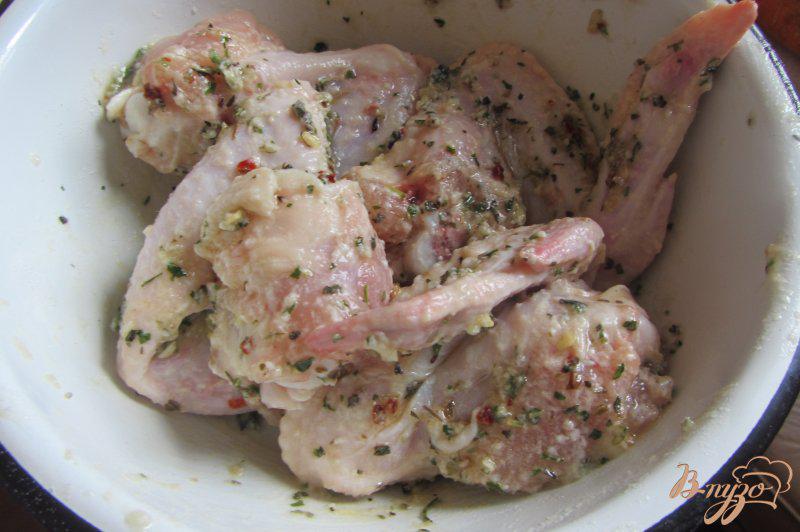 Фото приготовление рецепта: Ароматные куриные крылышки шаг №4