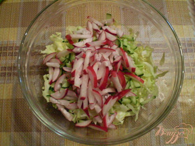 Фото приготовление рецепта: Овощной салат с яблоком и майонезом шаг №4