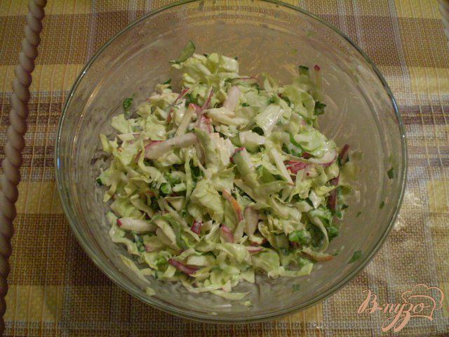 Фото приготовление рецепта: Овощной салат с яблоком и майонезом шаг №8