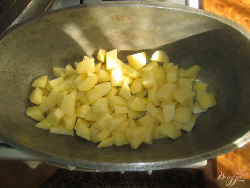 Фото приготовление рецепта: Картофель с курицей и грибами тушеные в казане шаг №1