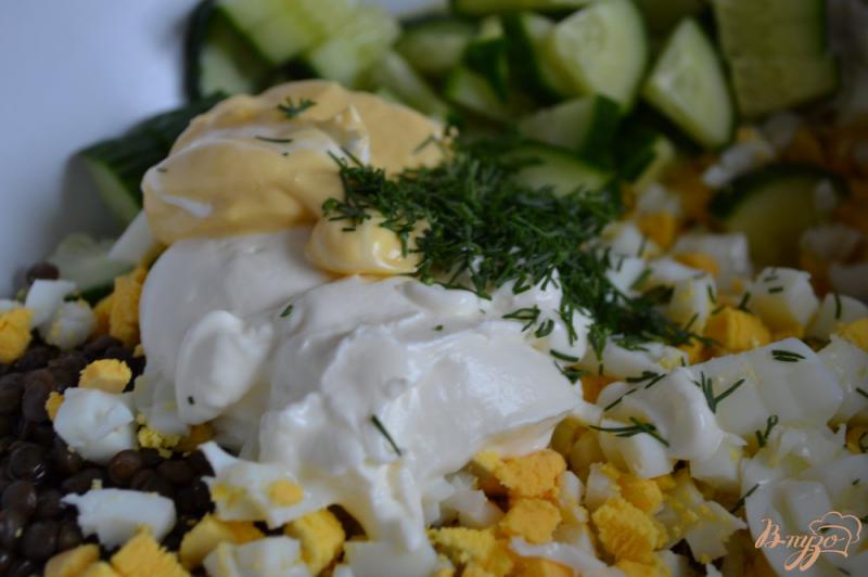 Фото приготовление рецепта: Яичный салат с чечевицей шаг №3